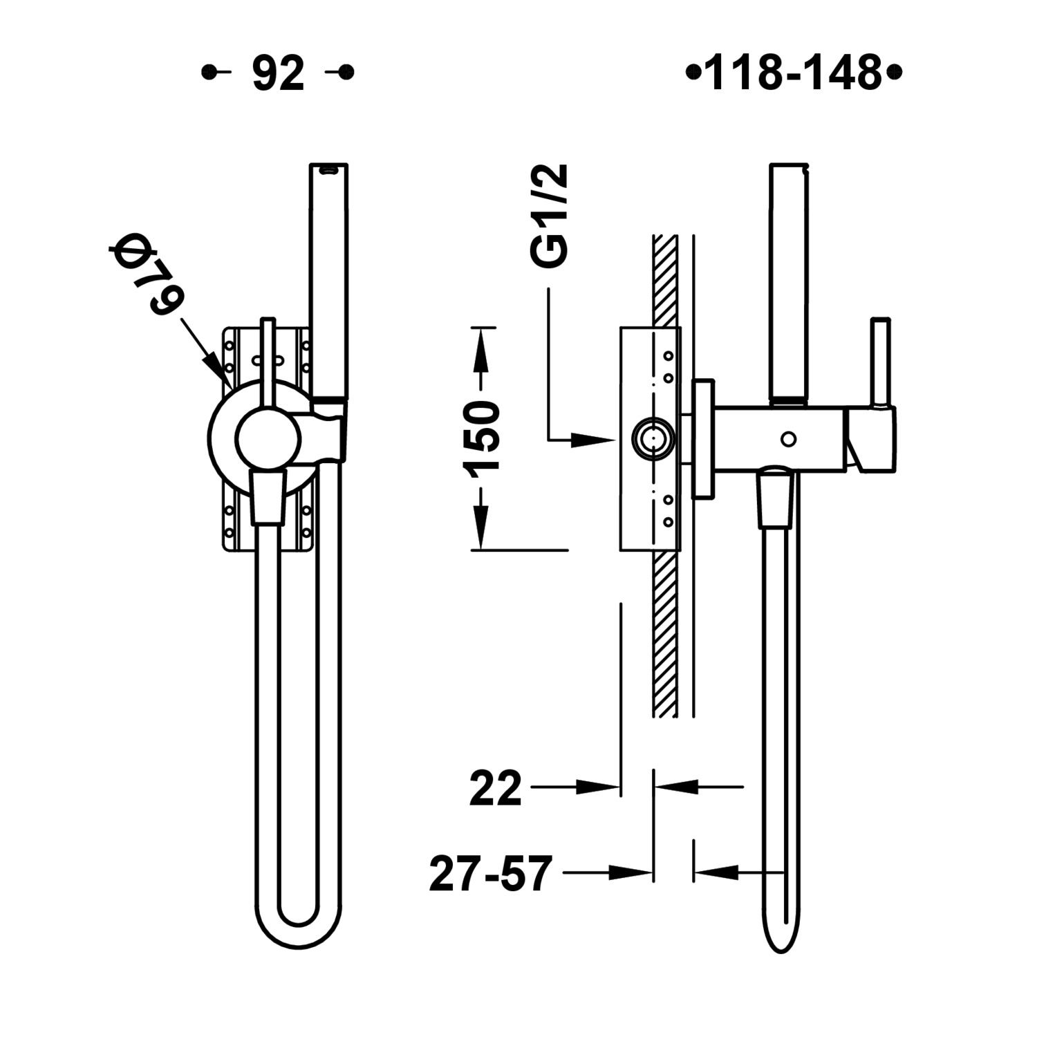 РАБОЧИЙ скрытый однорычажный смеситель для унитаза/ биде-134122 TRES  - Вид №1