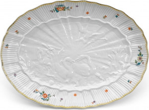 73566 Meissen Блюдо овальное 30см "Лебединый сервиз" (индийские цветы) Фарфор