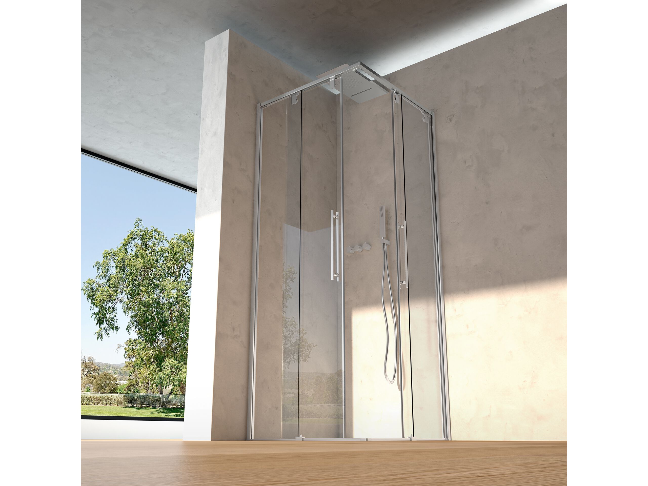 Алюминиевая и стеклянная угловая душевая кабина с раздвижной дверью CSA Box Doccia Азия ARCH-00121369 - Вид №1