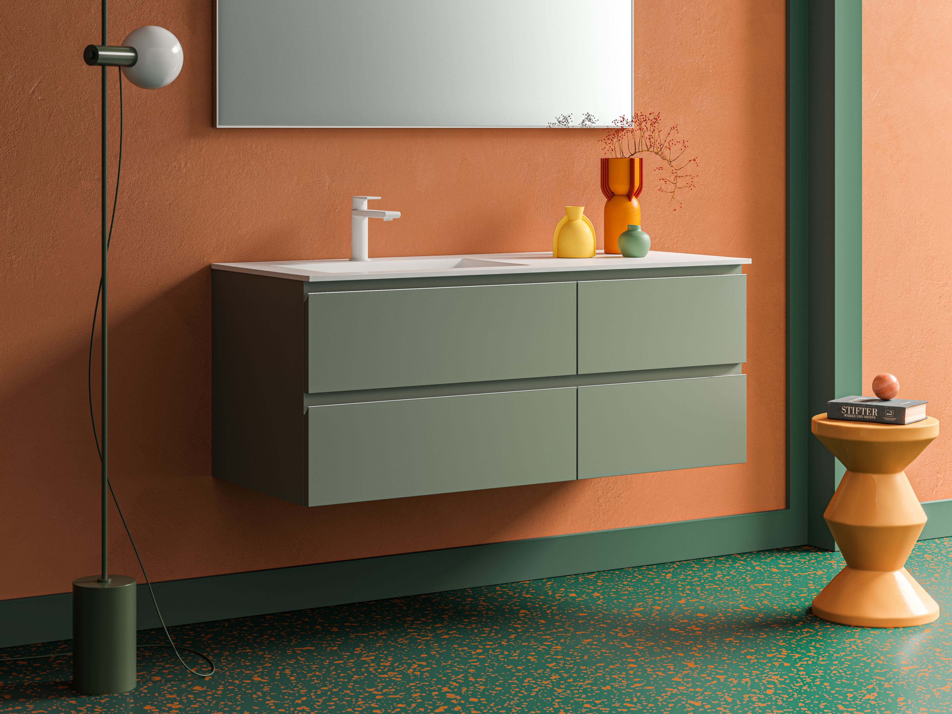 Подвесной шкаф для умывальника со встроенной раковиной Arbi Arredobagno HO.ME PLUS 45° 05 ARCH-00027133