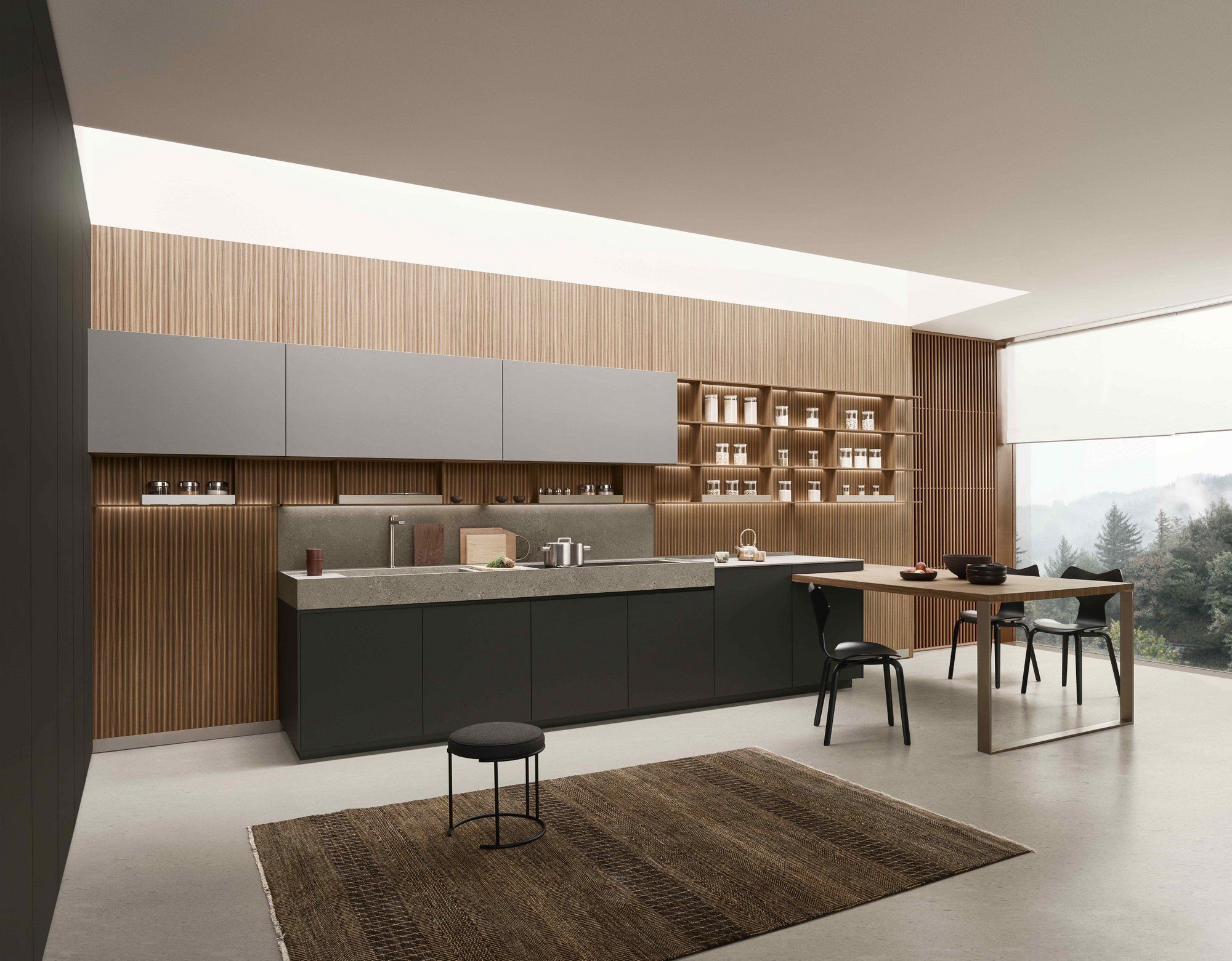 Кухня без ручек на заказ с полуостровом ERNESTOMEDA знак ARCH-00140912