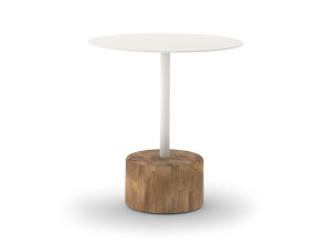 Круглый стол с алюминиевым верхом и тиковым или каменным основанием