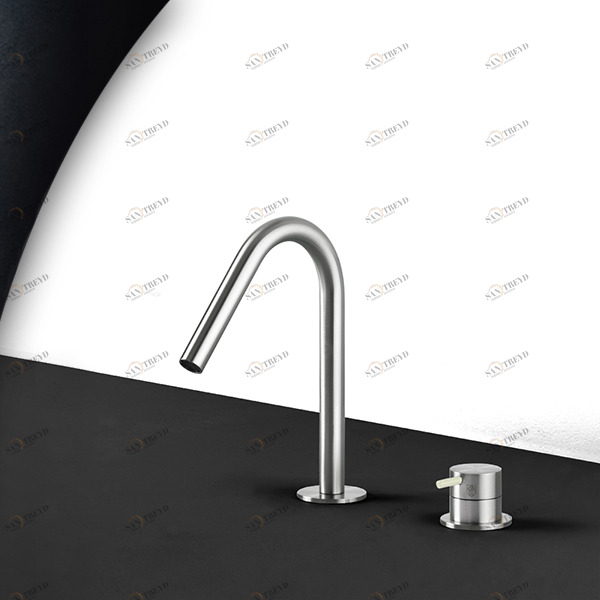 Смеситель для раковины сталь матовая с серой ручкой Toki Radomonte TKI30SCIL29