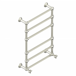 U9K-TWF6H2 Полотенцесушитель Традиционный каннелированный, 6 перекладин, 625 мм x 925 мм, водяной, с 2 декоративными крестовыми рукоятками Thg-paris Grand central с металлическими ручками-крестиками Никель