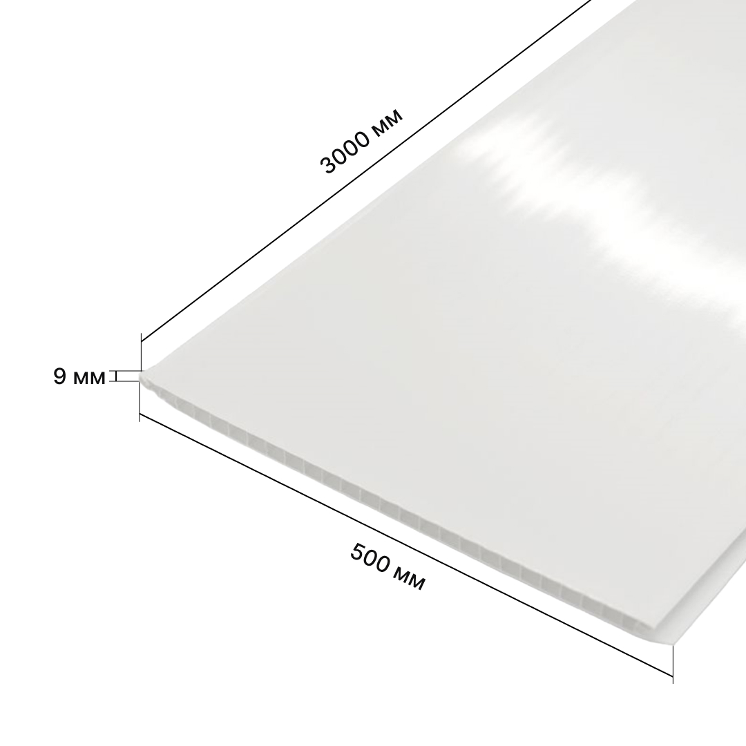 Панель ПВХ 3,0*0,5 (Белая Лакированая) STELLA (6) Light STSR-278