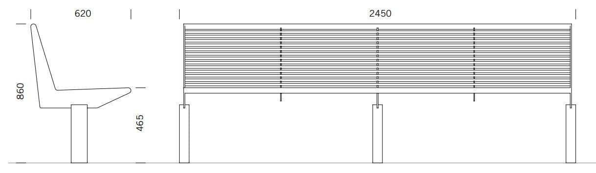 Скамья из нержавеющей стали со спинкой BENKERT BANKE Siardo ARCH-00153140 - Вид №3