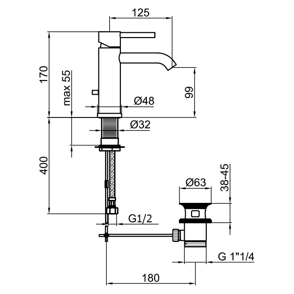 EL830102015 Смеситель для раковины Webert Elio - Вид №2