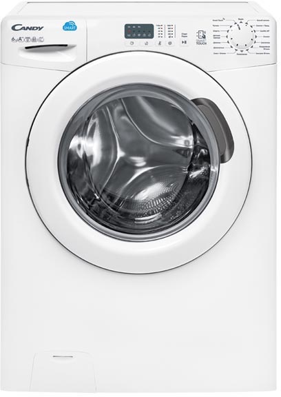CS4 1061D1/2-07 Стиральная машина / узкая стиральная машина, 85x60x40, smart touch, загрузка фронтальная, 6кг, до 1000 об/мин при отжиме,таймер отсрочки старта, led индикация, белая Candy Santreyd 