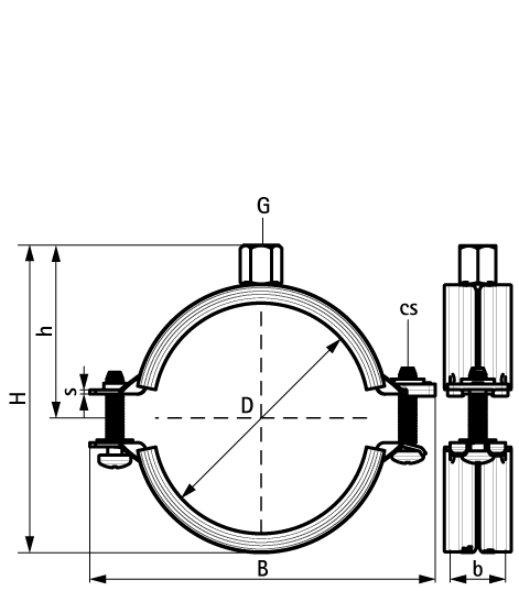 3396014 KSB2 Хомуты с вкладышем epdm (M8/10) для стальных, медных, чугунных и пластиковых (многослойных) труб walraven  - Вид №1