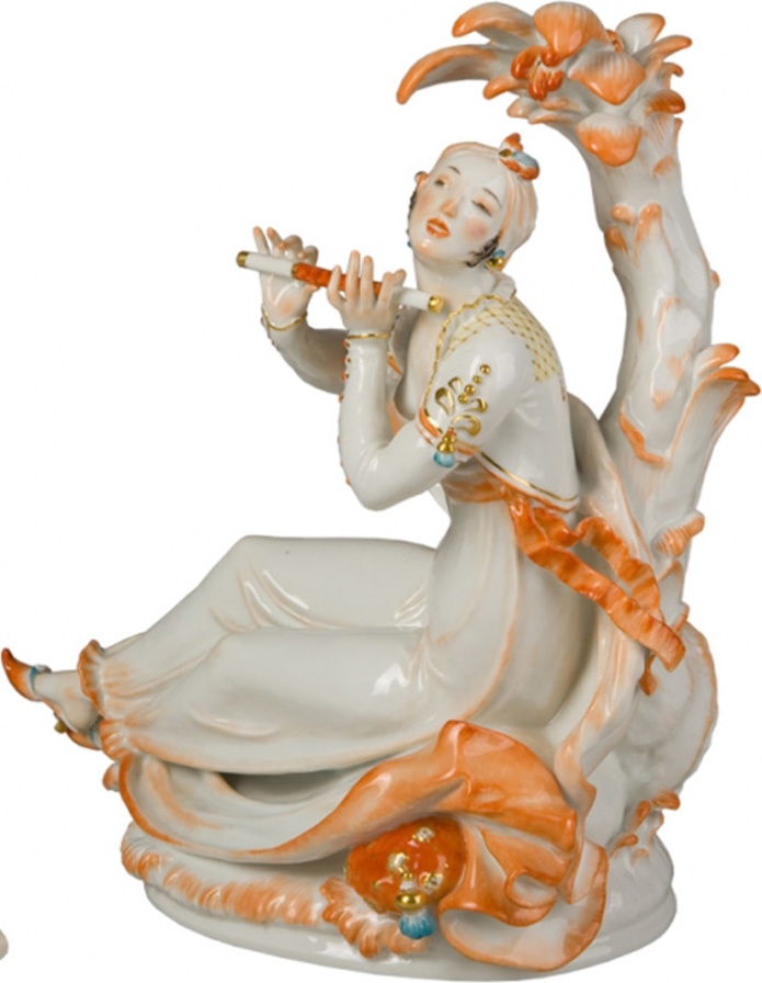 10618574 Meissen Набор из 2 фигурок "Турчанка с флейтой и Мавр и какаду" (Пауль Шойрих, 1922/23г.) Фарфор, Керамика 
