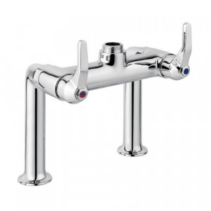 09455/LDC Idral Смеситель с двумя отверстиями и кронштейнами для монтажа на палубе. С керамическими дисковыми головными клапанами и рычажным управлением, выход 3/4 "с наружной резьбой