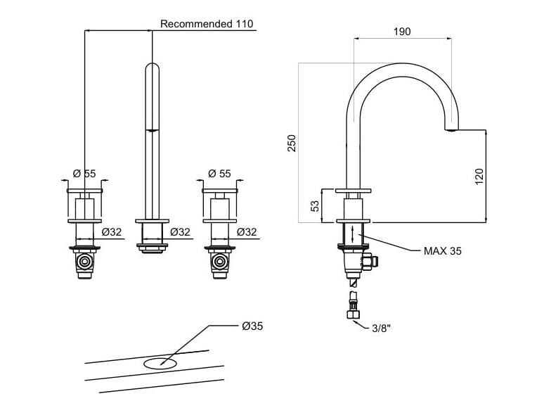Однорычажный смеситель для раковины с 3 отверстиями QD Magistro Lab Tomeo ARCH-00117930 - Вид №2