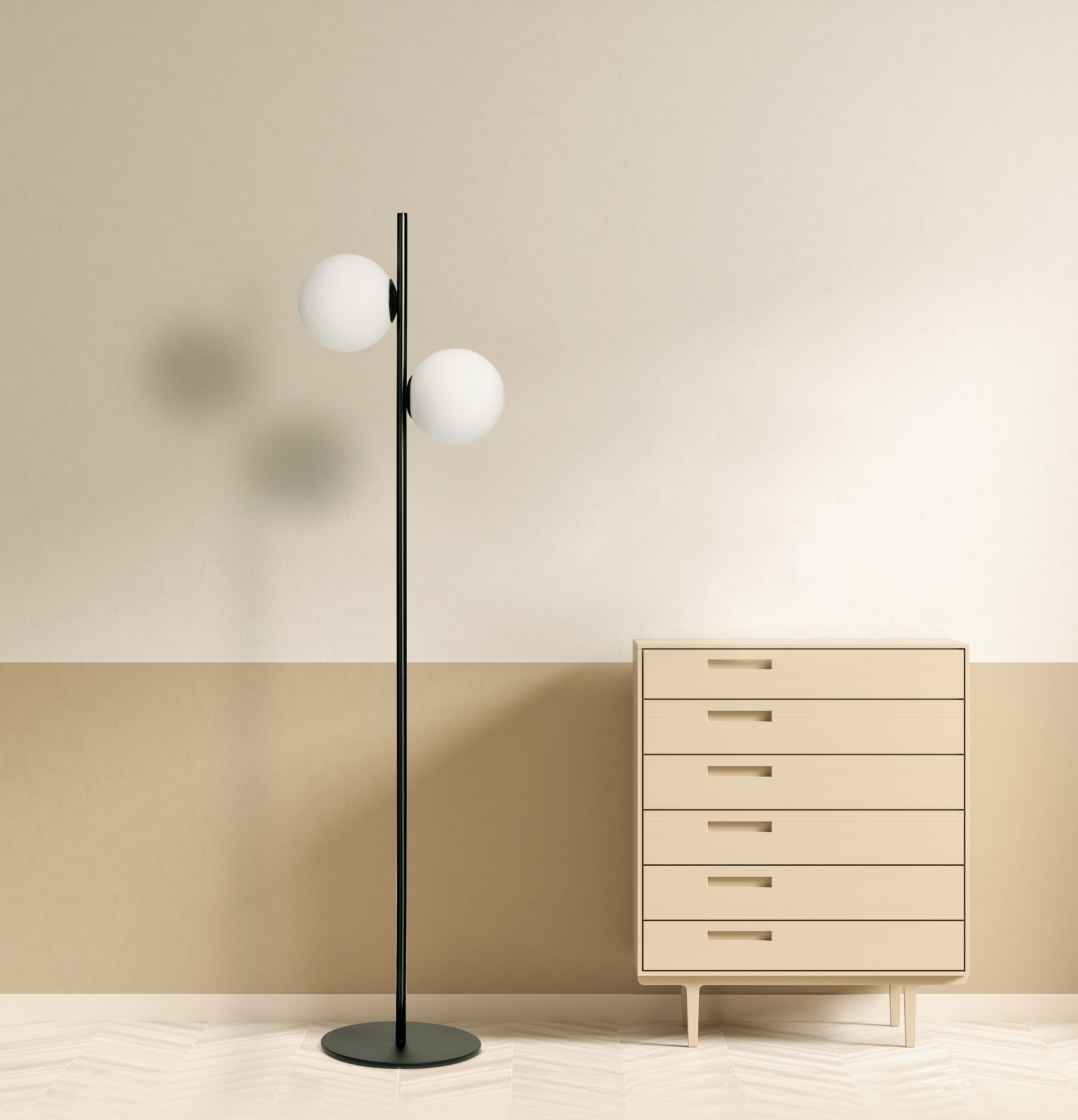 Торшер из опалового стекла и металла с диммером Miloox Jugen ARCH-00012840