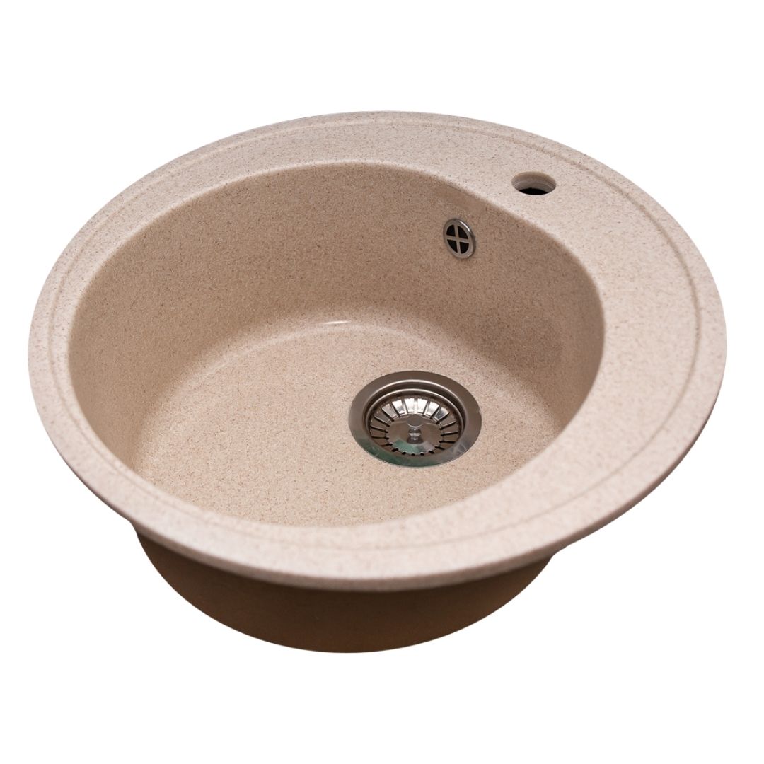 RD10 Круглая, глянцевая мойка для кухни , цвет бежевый Raiber  - Вид №1