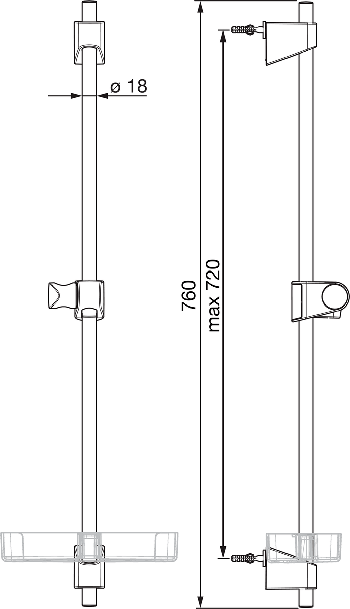 Oras 254600 Душевая штанга 254600 Apollo Хром  - Вид №1