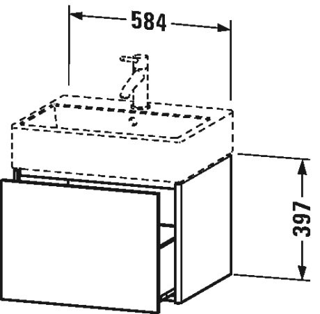 XS409301818 Тумбочка подвесная XSquare #XS4093 584 x 460 мм Белый матовый, декор Duravit - Вид №1