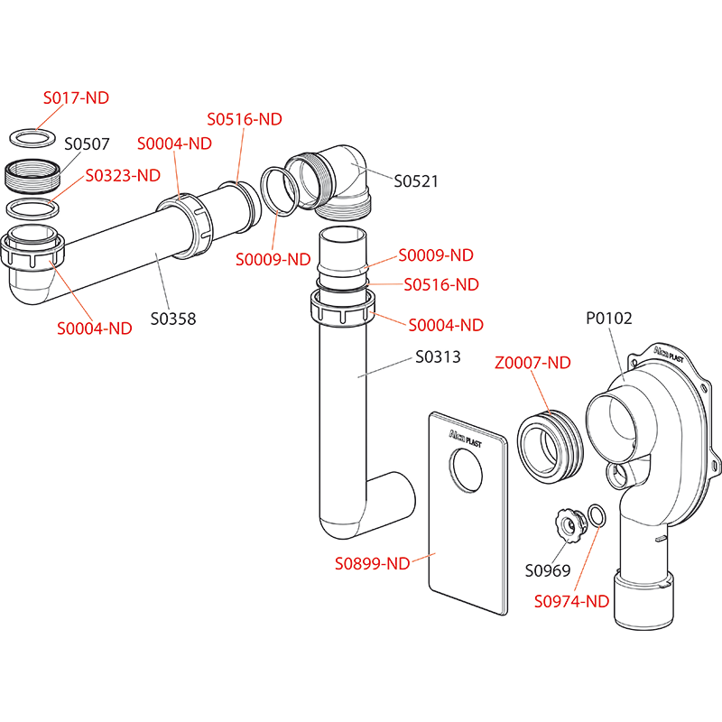 Универсальный сифон под штукатурку, экономящий пространство ALCAPLAST A873 - Вид №2