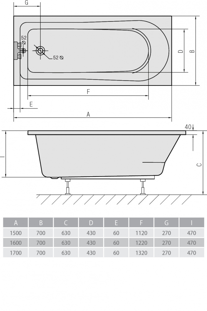 Акриловая ванна ALPEN Lisa 170 87111 - Вид №2