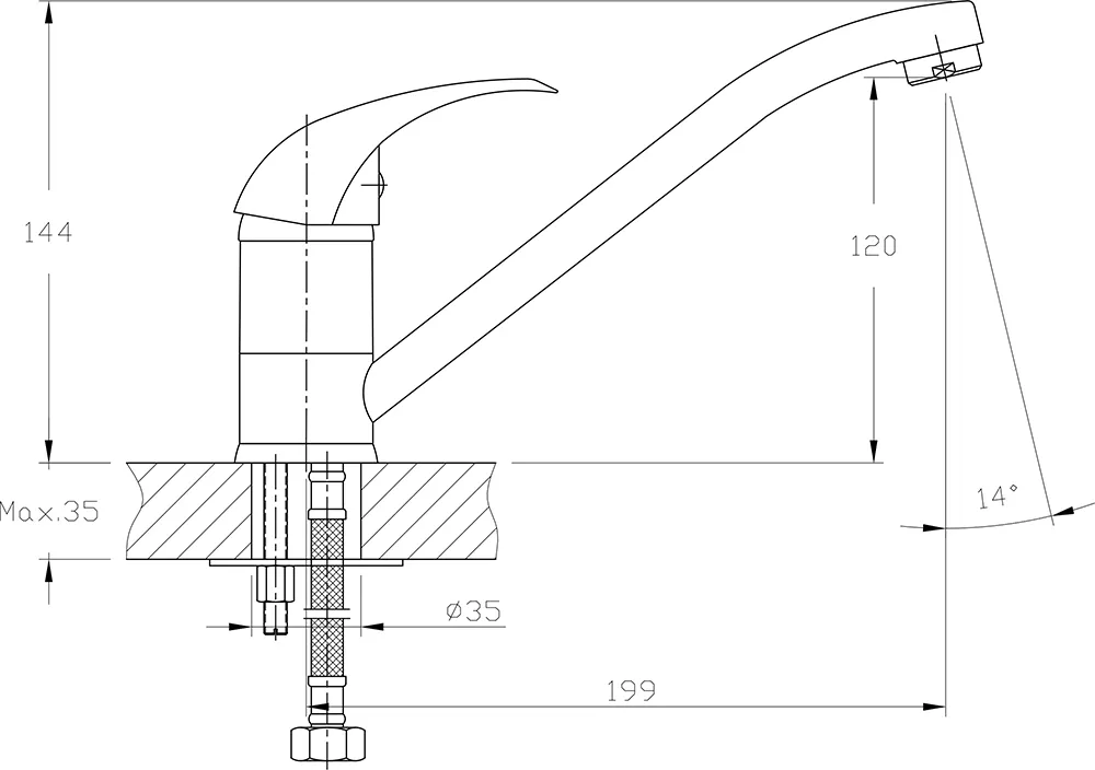 Кухонный смеситель Z-3321 серый GranFest QUARZ - Вид №1