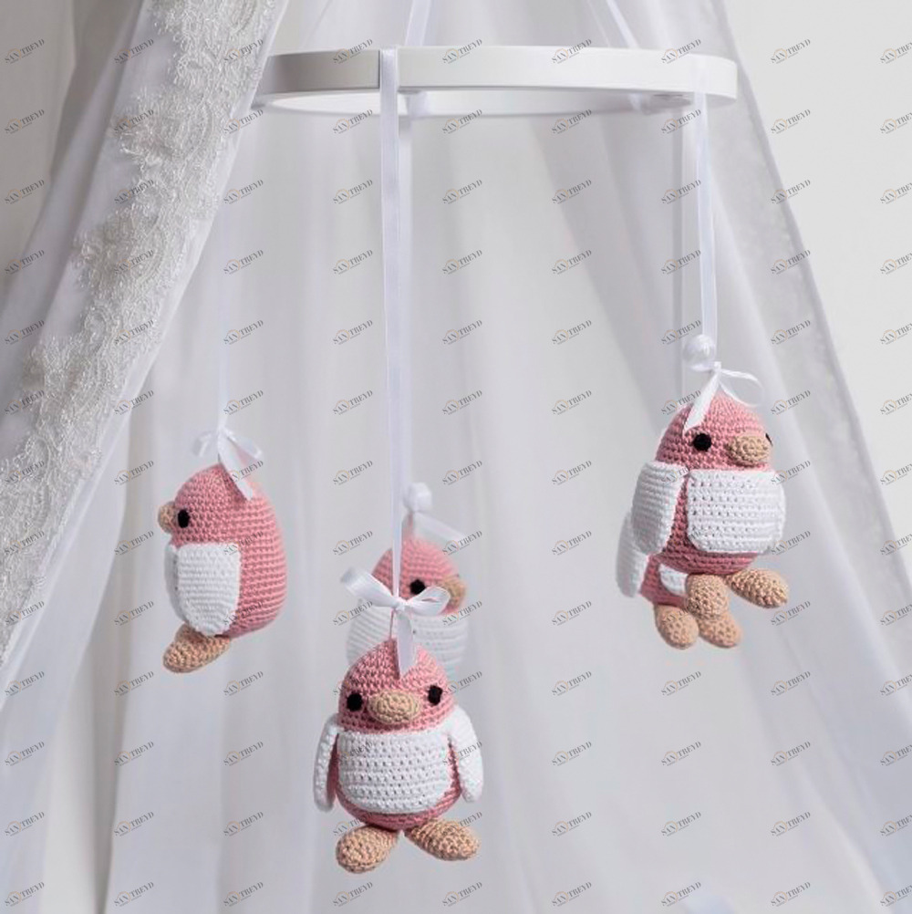 Мобиль на кроватку "Птички" ELLIPSE  351689 Розовый Santreyd 