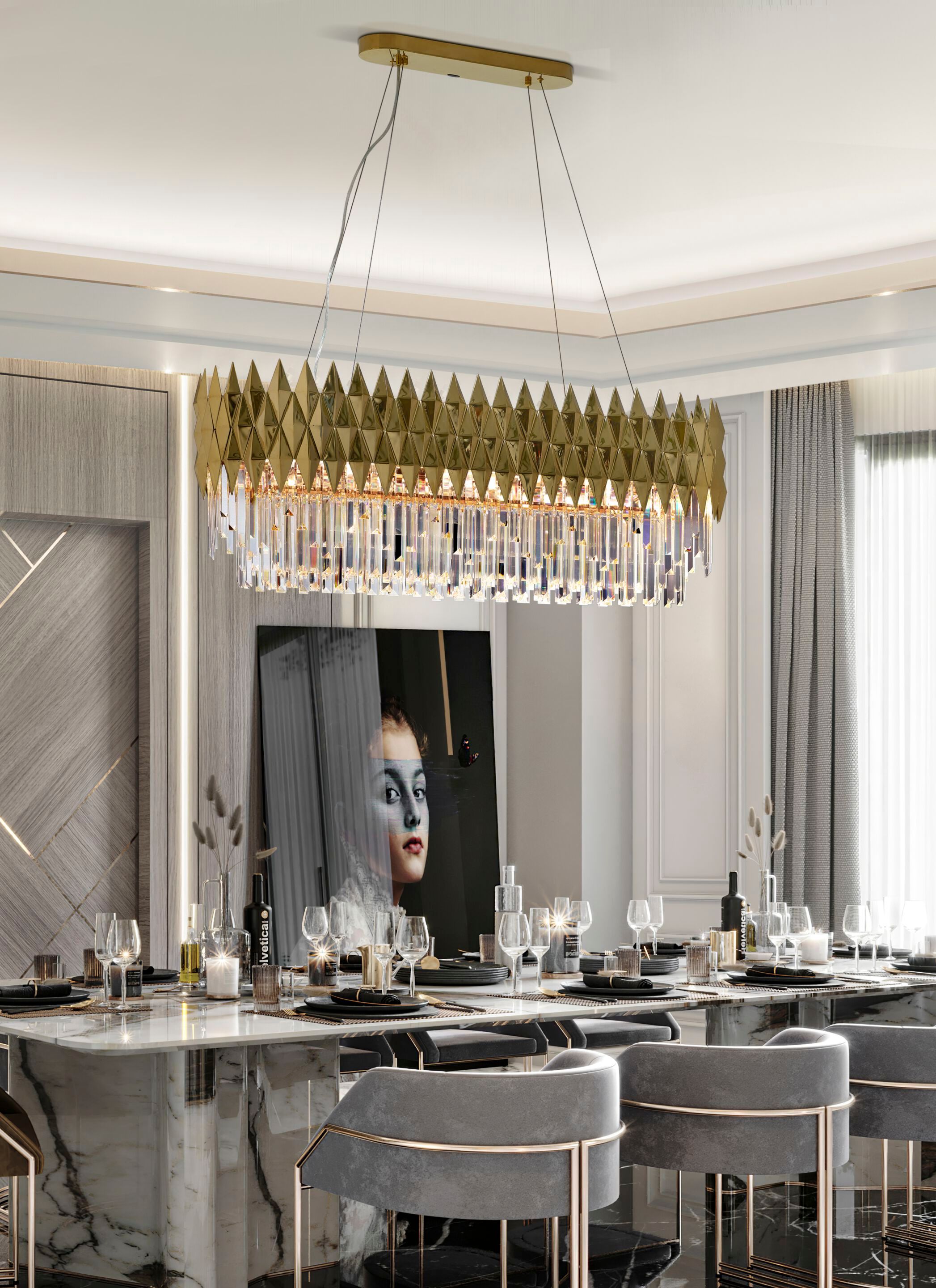 Подвесной светильник из нержавеющей стали с кристаллами K-Lighting Lune ARCH-00138432 - Вид №1