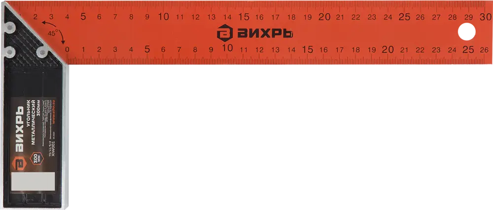 Угольник измерительный Вихрь стальной 300 мм для точной разметки 85311844