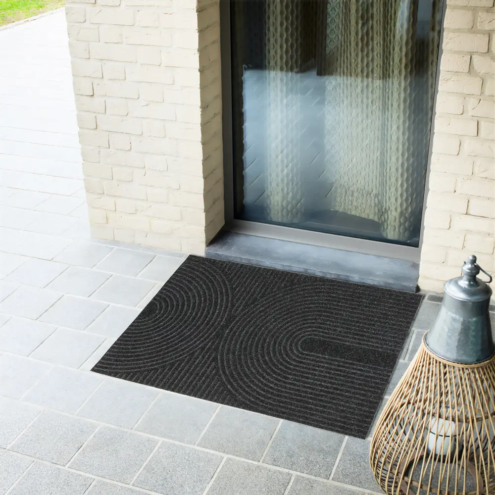 Коврик грязезащитный KREAFORTA Pauline полиэстер 60x90 см цвет черный STLM-2144427