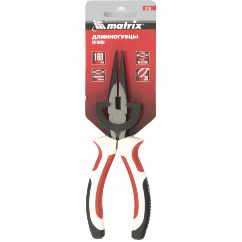 Длинногубцы прямые Premium 160 мм трехкомпонентные рукоятки MATRIX 12547 - Вид №2