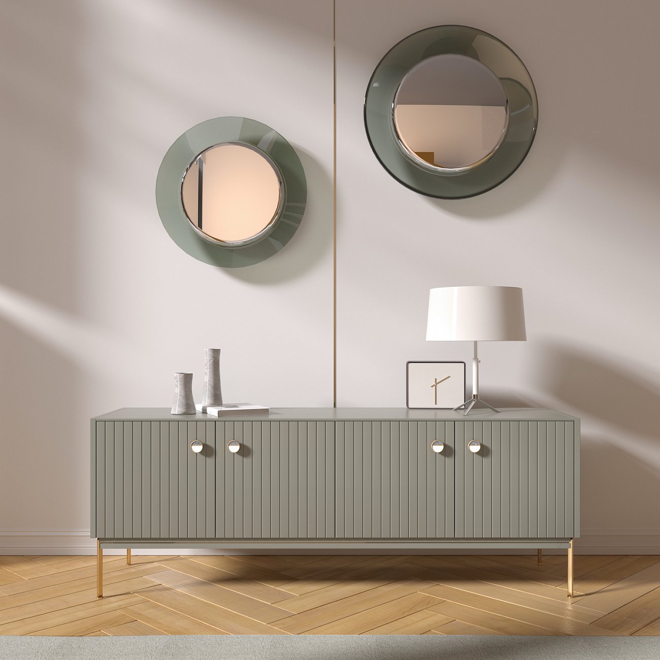 Тумба под телевизор серо-зеленая 160х60 см Mio BRAGIN DESIGN LIVING 00-3974673 Зеленый;серый - Вид №1