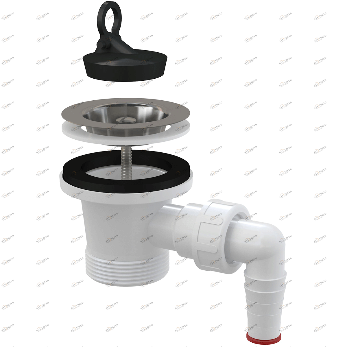 Донный клапан сифона для мойки 6/4" с нержавеющей peшeткой DN70 и штуцером ALCAPLAST A33P