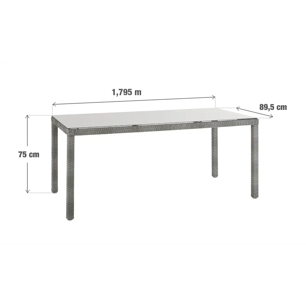 Садовая мебель NATERIAL Davos: алюминиевый стол со стеклянной столешницей 90x180 см 82509550 STLM-0028914 - Вид №10