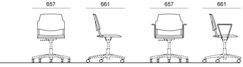 Diemmebi 5-спицевый тканевый стул на колесиках Volée sun-id-1504179 - Вид №2