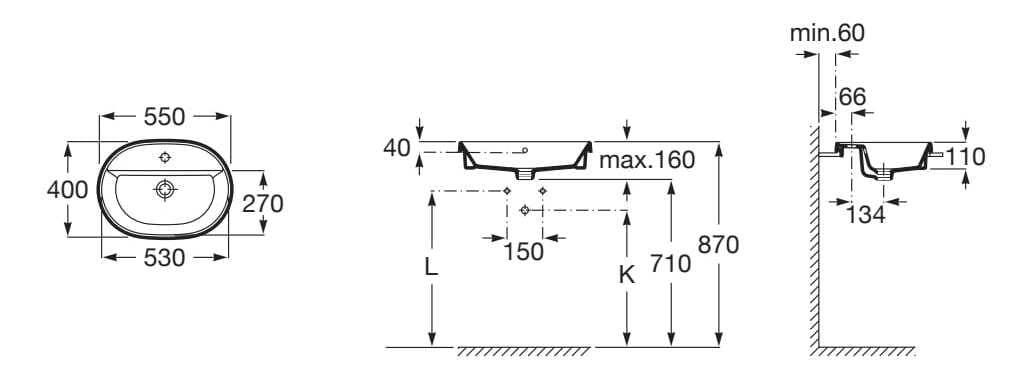 Фарфоровая раковина с полукруглой овальной раковиной Roca The Gap ARCH-00094000 - Вид №2