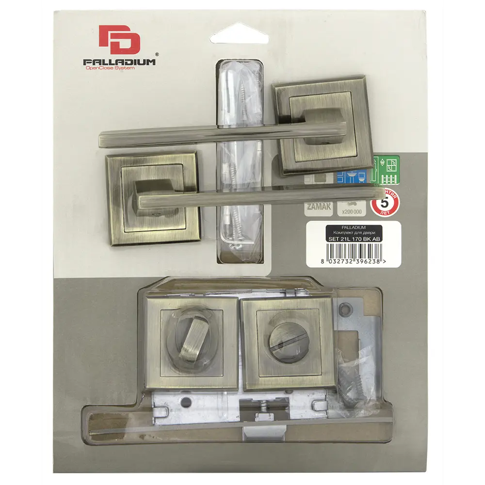 Комплект дверных ручек 21L 170 BK AB, с запиранием, цвет античная бронза PALLADIUM STLM-2207566 - Вид №1