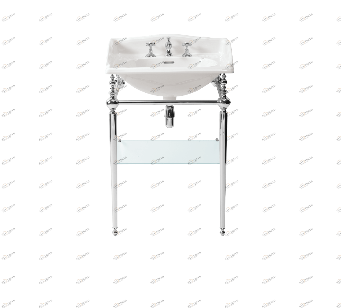 Gentry Home Таз большой белый Victorian Хром GH102867