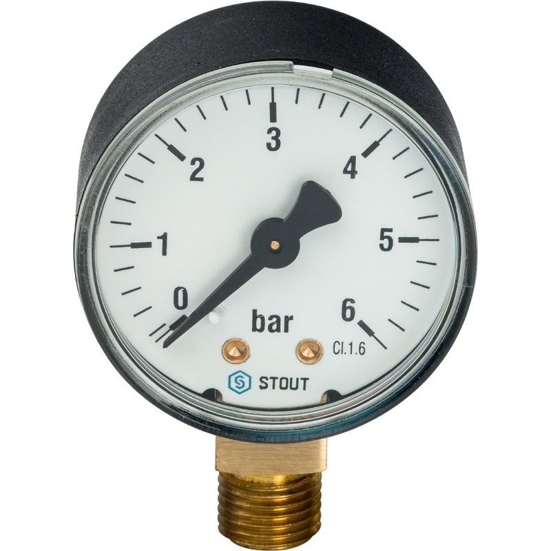 Манометр радиальный 50 мм 1/4" 6 бар STOUT SIM0010500608 - Вид №1
