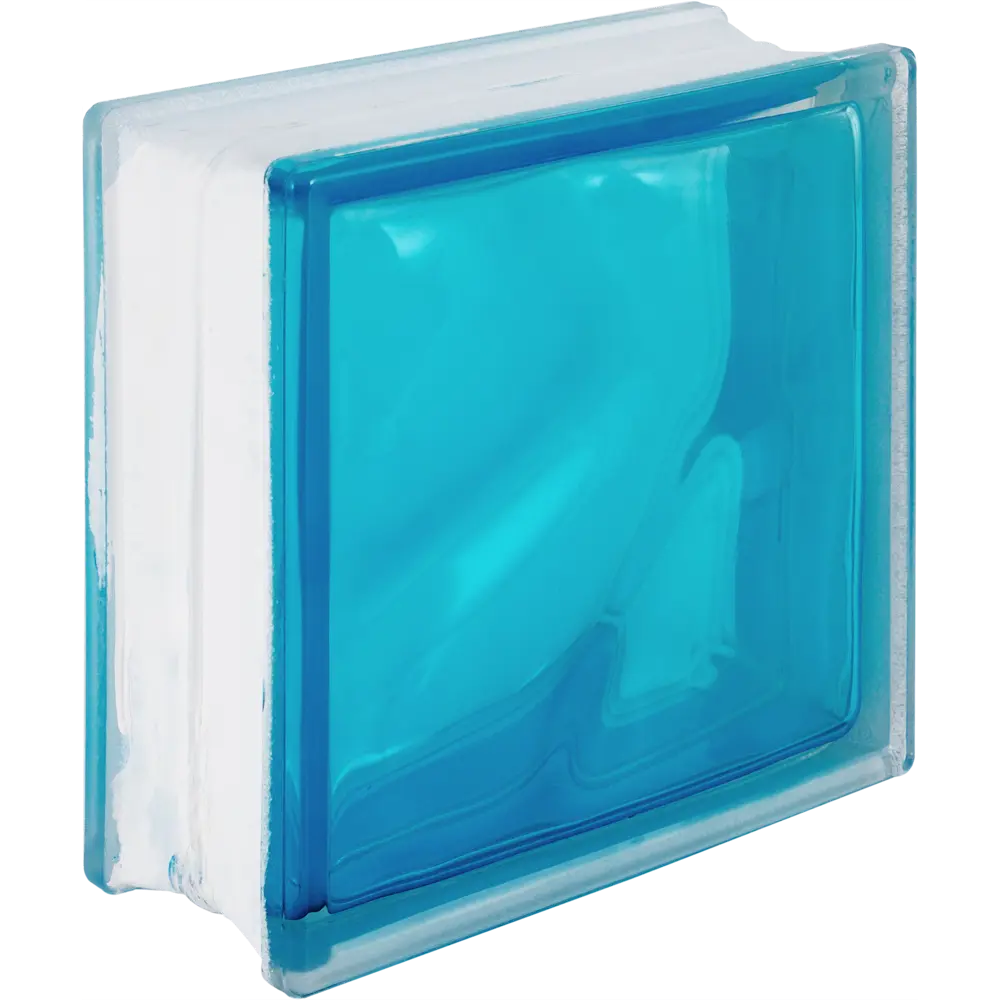Стеклоблок Волна цвет ярко-бирюзовый полуматовый 13940093 STLM-2183117 VITRABLOCK 