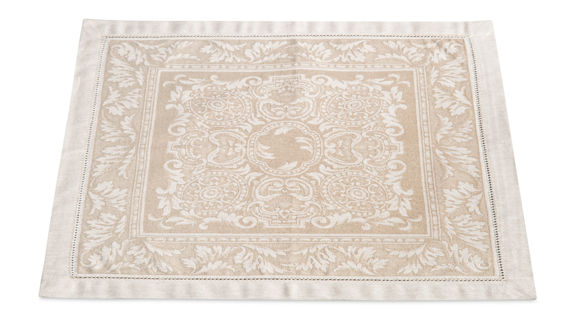 10652862 Яковлевский жаккард Салфетка столовая Яковлевский Жаккард Акантус 45х45см бежевая, полулен Ткань  - Вид №2