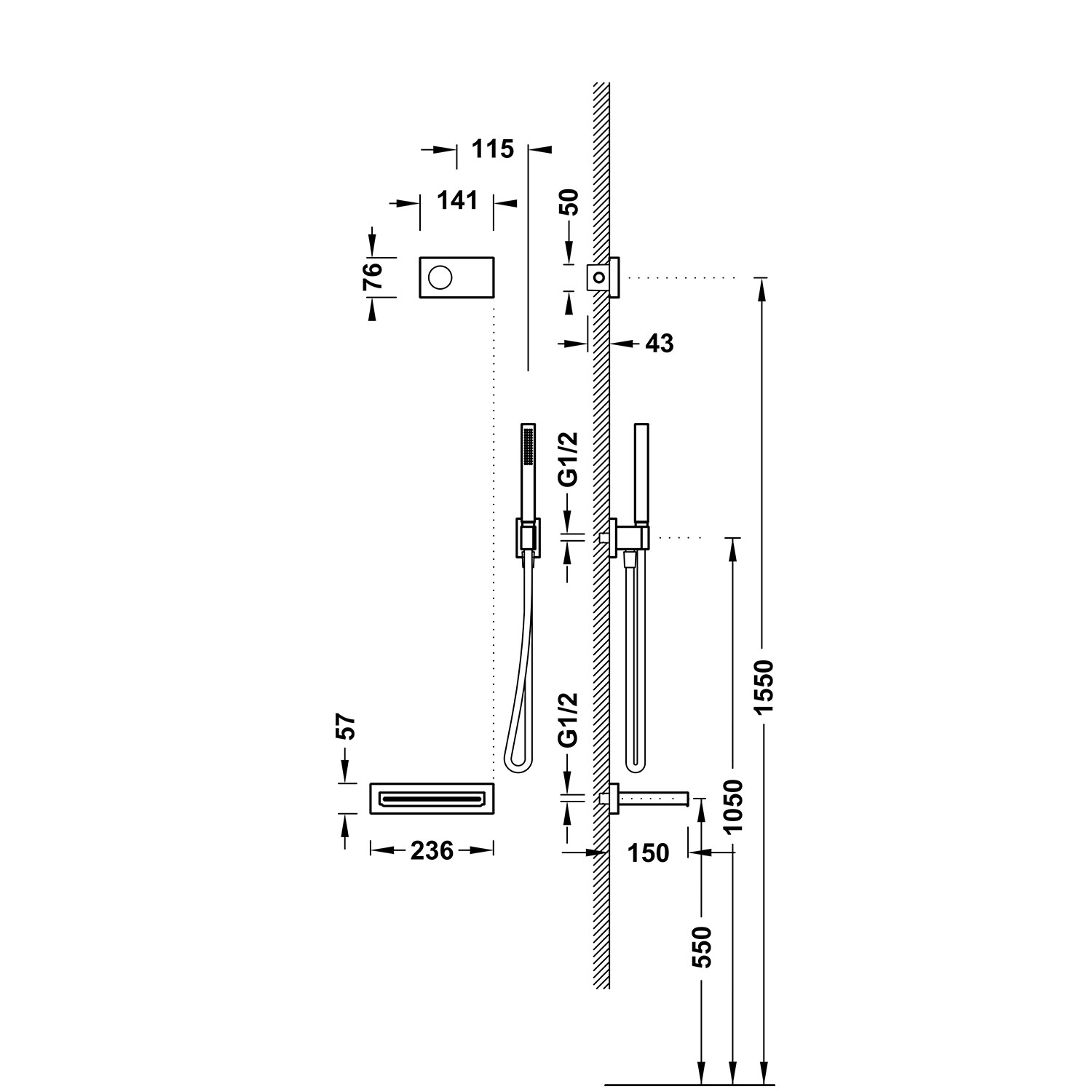SHOWER TECHNOLOGY 2-ходовой встраиваемый электронный термостатический смеситель Shower technology, набор для ванны и душа-09286556 TRES Electronic - Вид №1