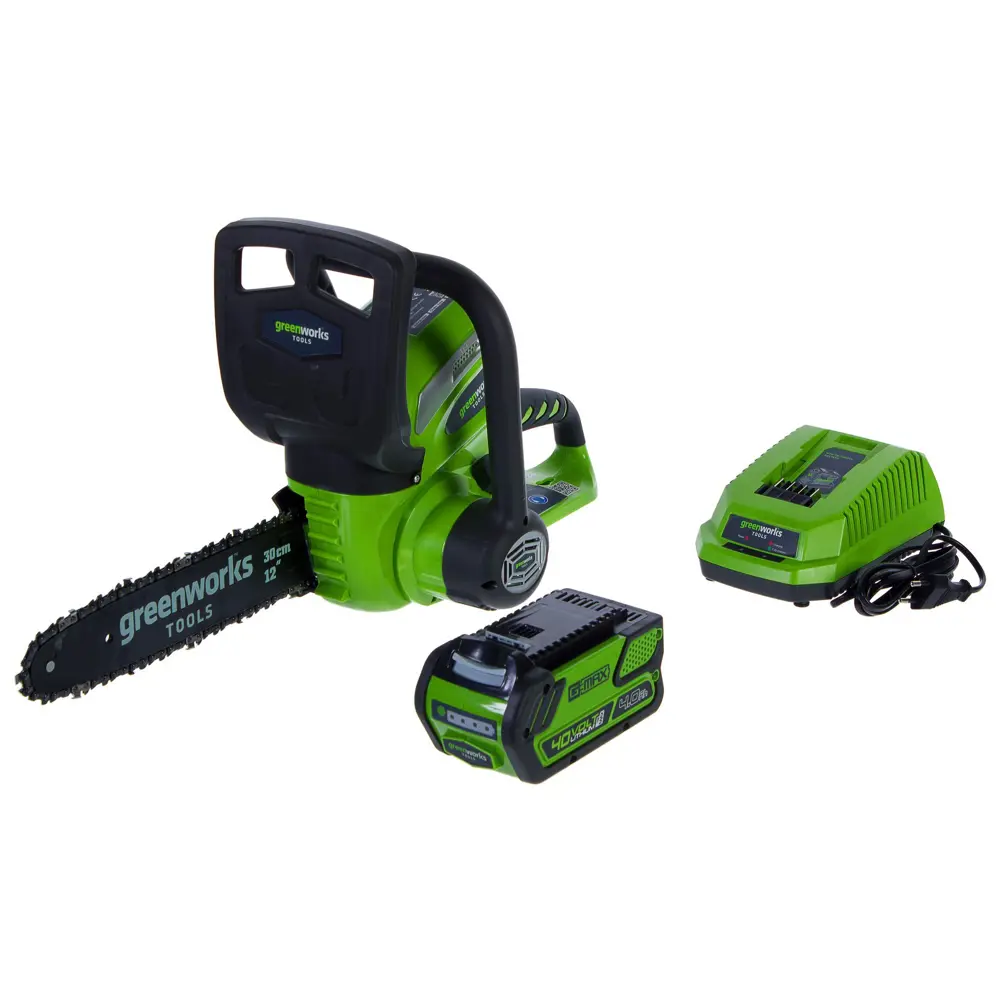 Аккумуляторная пила GreenWorks 20077UB, 40 В шина 30 см АКБ и ЗУ в комплекте 18802669 STLM-2132306 