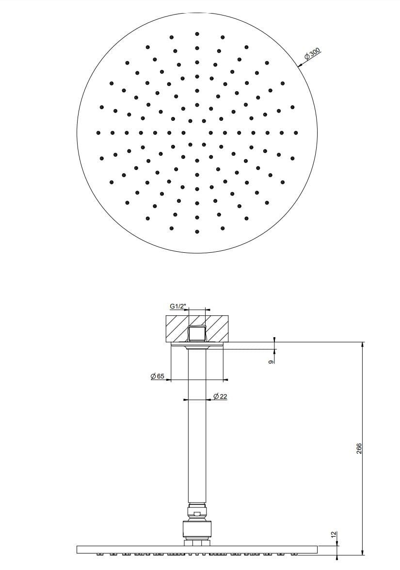 Хромированная латунная круглая регулируемая потолочная душевая головка Gessi гравированный ARCH-00152439 - Вид №3