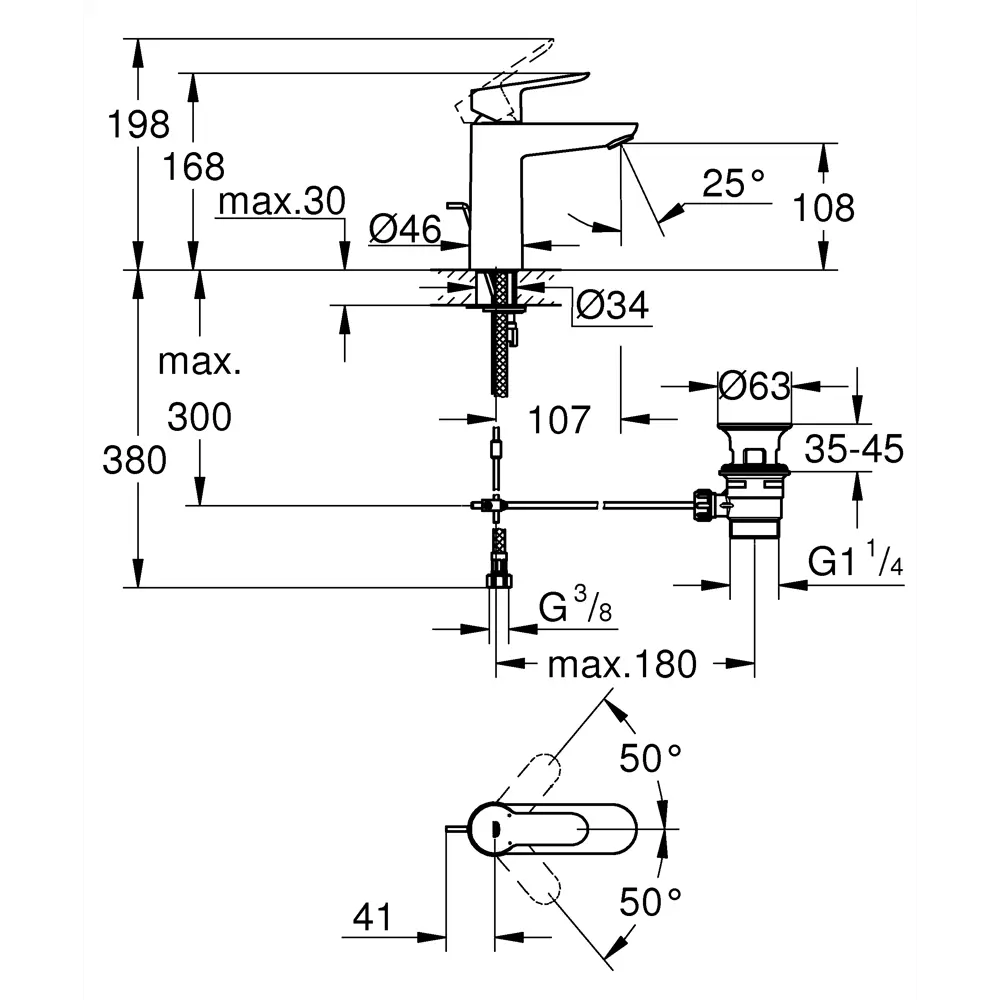Смеситель для раковины Grohe Startclova M однорычажный цвет хром 82312202 STLM-2163276 - Вид №13