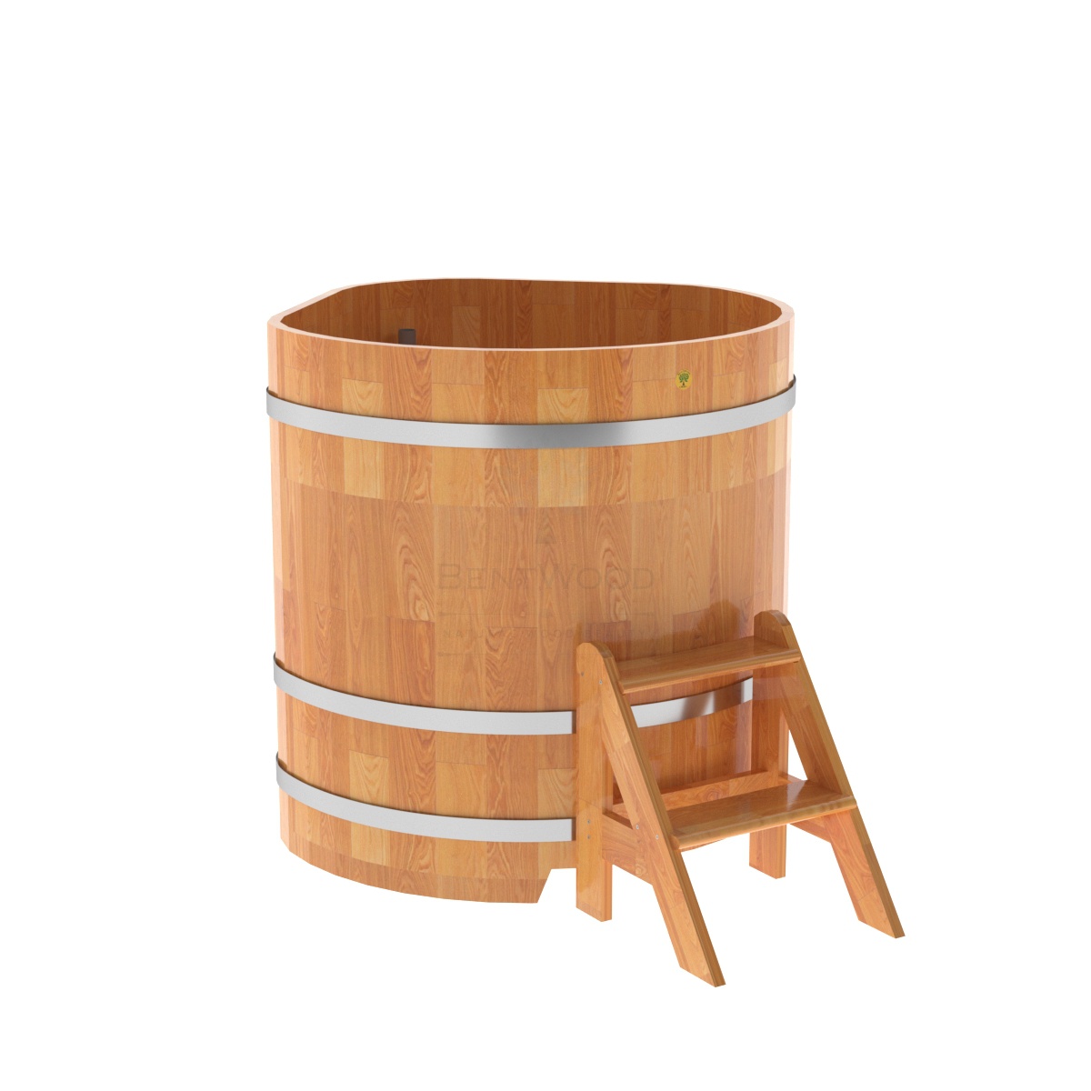 1566 Купель угловая из сращенных ламелей лиственницы 1,03х1,03х1,1 натуральная Alyarus 