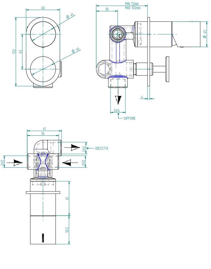 Однорычажный смеситель для душа с ручным душем Zazzeri Pop ARCH-00135930 - Вид №4