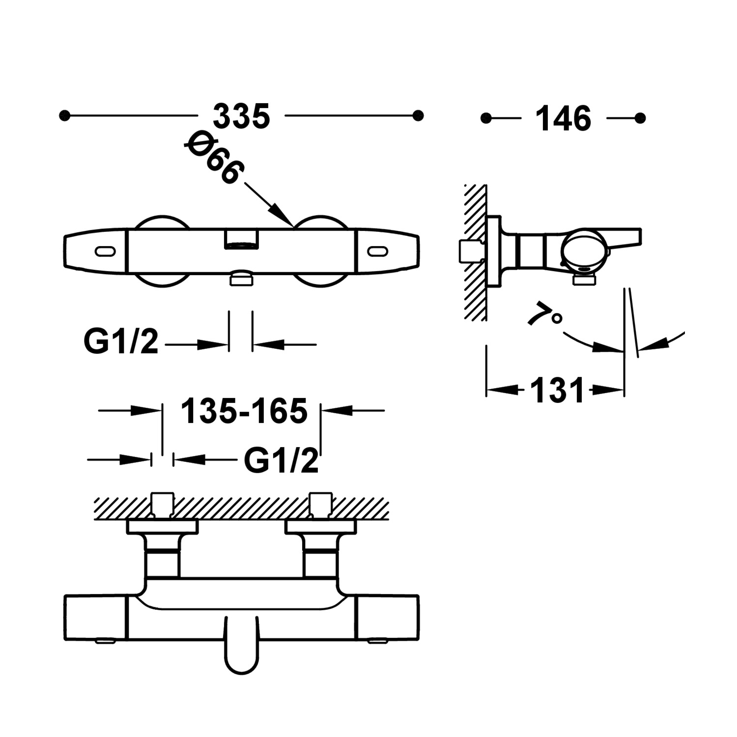 Настенный термостатический смеситель для ванны и душа-19017439AC TRES Thermostatic - Вид №1