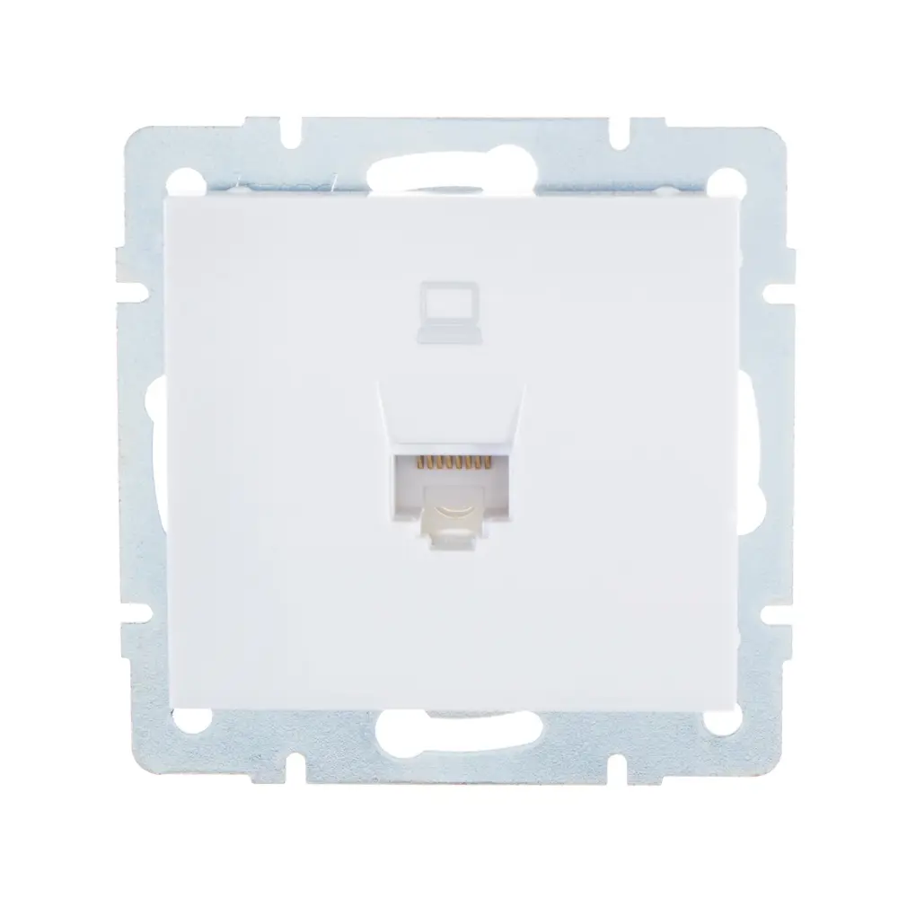 Розетка компьютерная встраиваемая Lezard Rain RJ45, цвет белый 17753711 STLM-2046767 