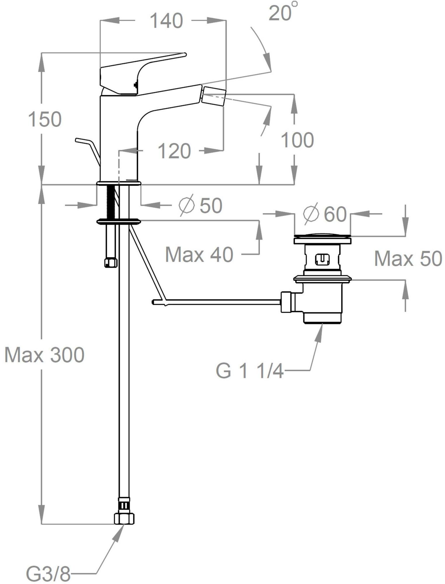Fir Italia Смеситель для биде из латуни с автоматическим сливом New handy 52 5221011 - Вид №1