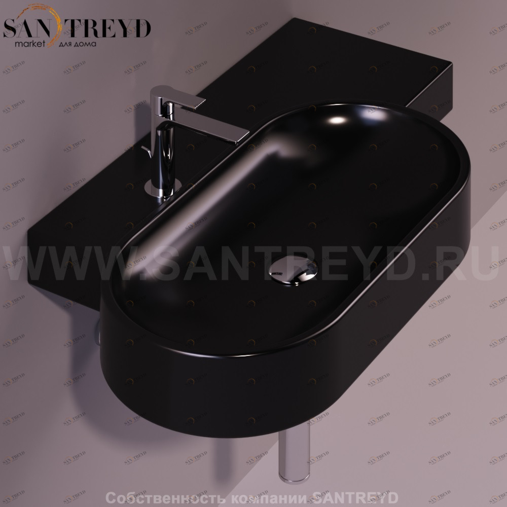 FL23NERO Подвесная раковина настенная овальная Simas Flow черная