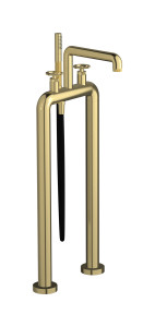 Напольный смеситель для ванны с 2 колоннами и душевым гарнитуром. WE ARE IB b1700is Brushed Pale Gold Bold