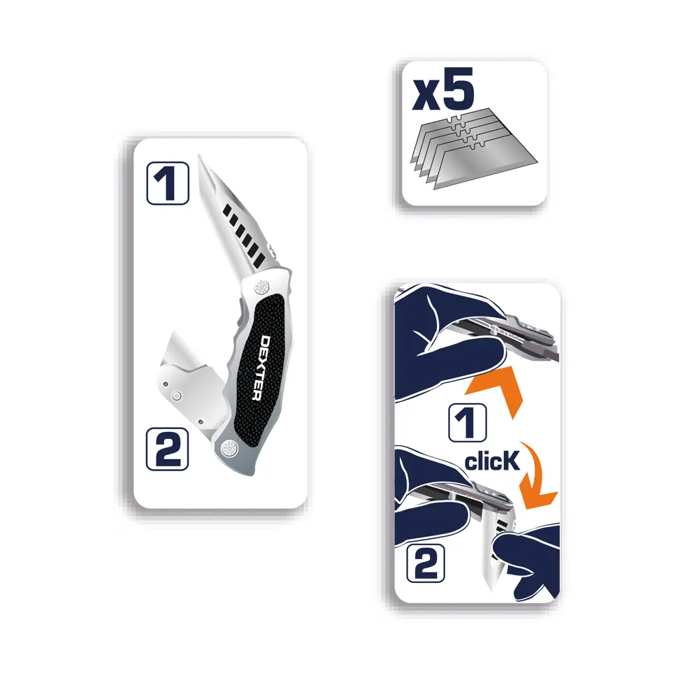 Складной нож Dexter 2-в-1 с трапециевидным и перочинным лезвиями 83684295 STLM-0043440 - Вид №3